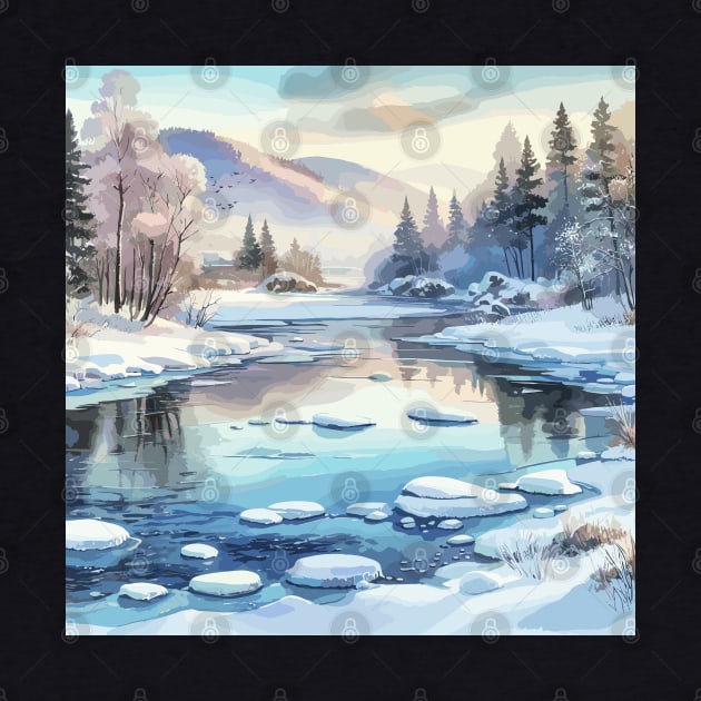 Winter Lake Winter Landscape by Siha Arts